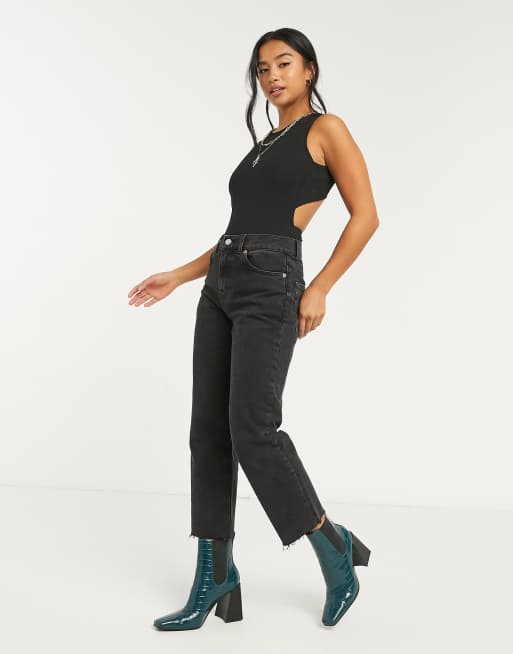 Miss Selfridge Petite - Sort bodystocking med krydsryg, 4 af 4