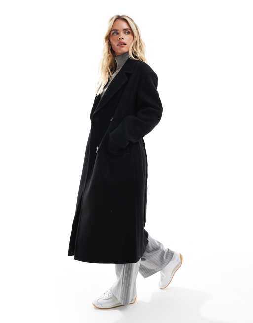 Miss Selfridge Petite - Sort formel slå-om-frakke med bælte, 3 af 4