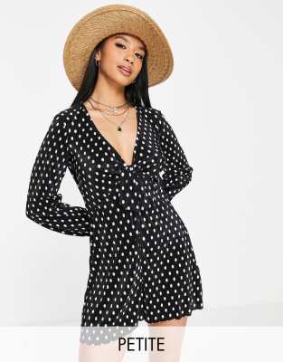 Miss Selfridge Petite spot plisse playsuit - ASOS Price Checker