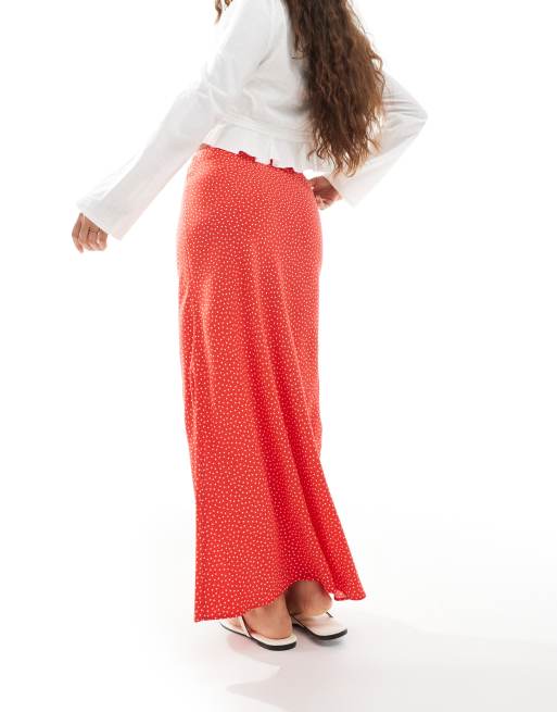 Miss Selfridge Petite – Spun – Czerwona spódnica maxi w kropki, 4 z 4