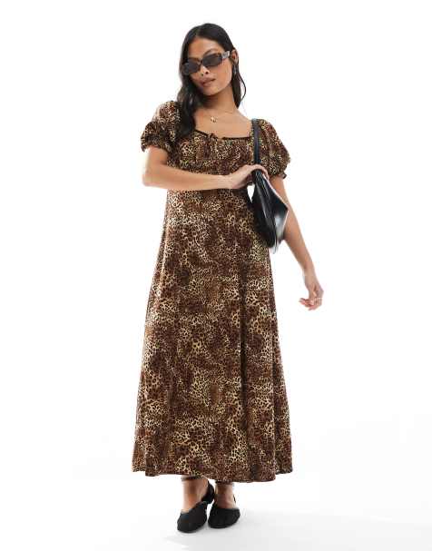 Miss Selfridge Petite spun midaxi dress in animal print - view 1