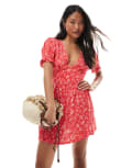 [Miss Selfridge Petite] Miss Selfridge Petite spun mini tea dress in red holiday print 6 Red holiday print