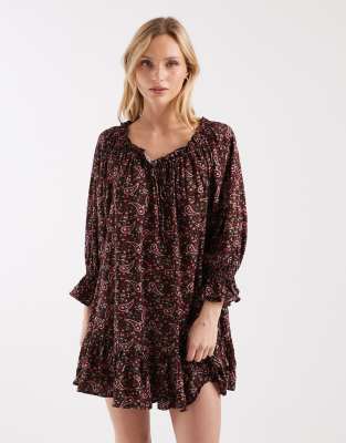 Miss Selfridge Petite spun smock dress in paisley