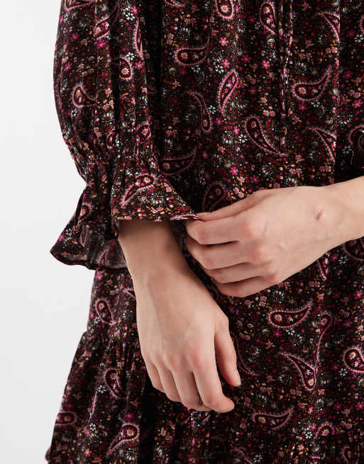 Miss Selfridge Petite spun smock dress in paisley, 3 of 4