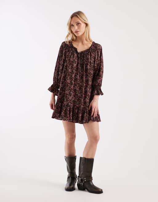 Miss Selfridge Petite spun smock dress in paisley, 4 of 4