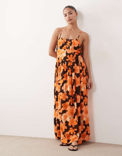 Miss Selfridge petite spun strappy maxi dress in hibiscus, 2 of 4
