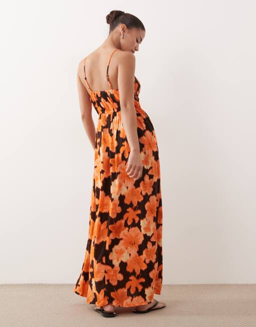 Miss Selfridge petite spun strappy maxi dress in hibiscus, 4 of 4