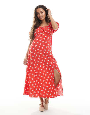 Miss Selfridge Petite spun tea maxi dress in red floral - view 1
