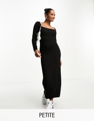 square neck maxi dress in black