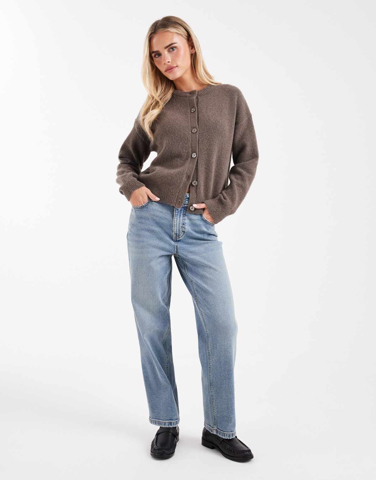 Miss Selfridge Petite straight leg jean in mid wash
