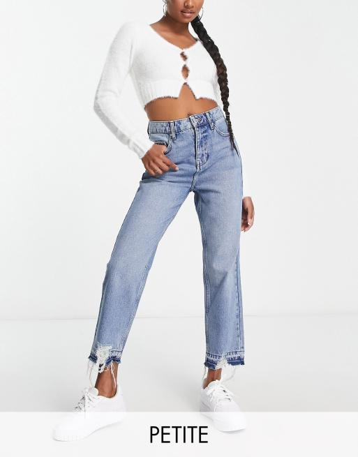 Miss Selfridge Petite cropped kickflare jean in mid wash