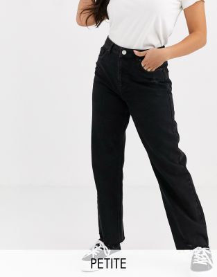 petite black straight leg jeans