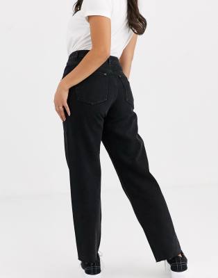 petite black straight leg jeans