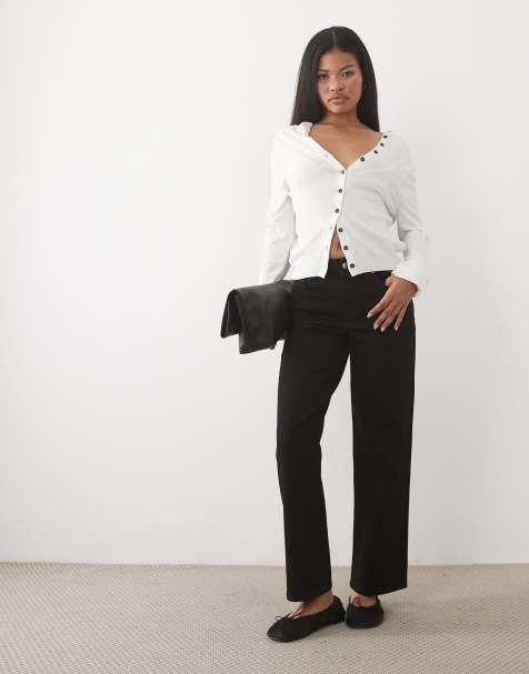 Miss Selfridge petite straight leg jeans in black - view 1