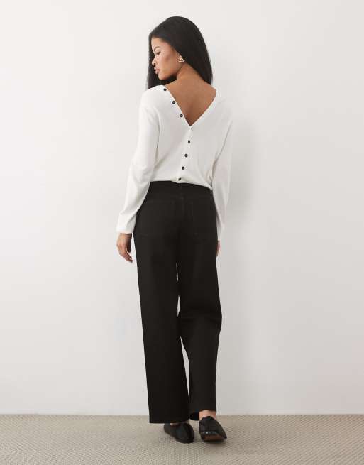 Miss Selfridge petite straight leg jeans in black, 5 of 5
