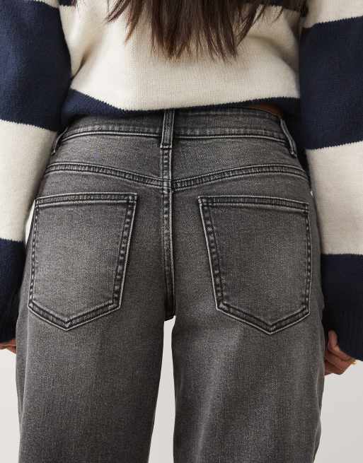 Miss Selfridge Petite straight leg jeans in charcoal, 4 of 5