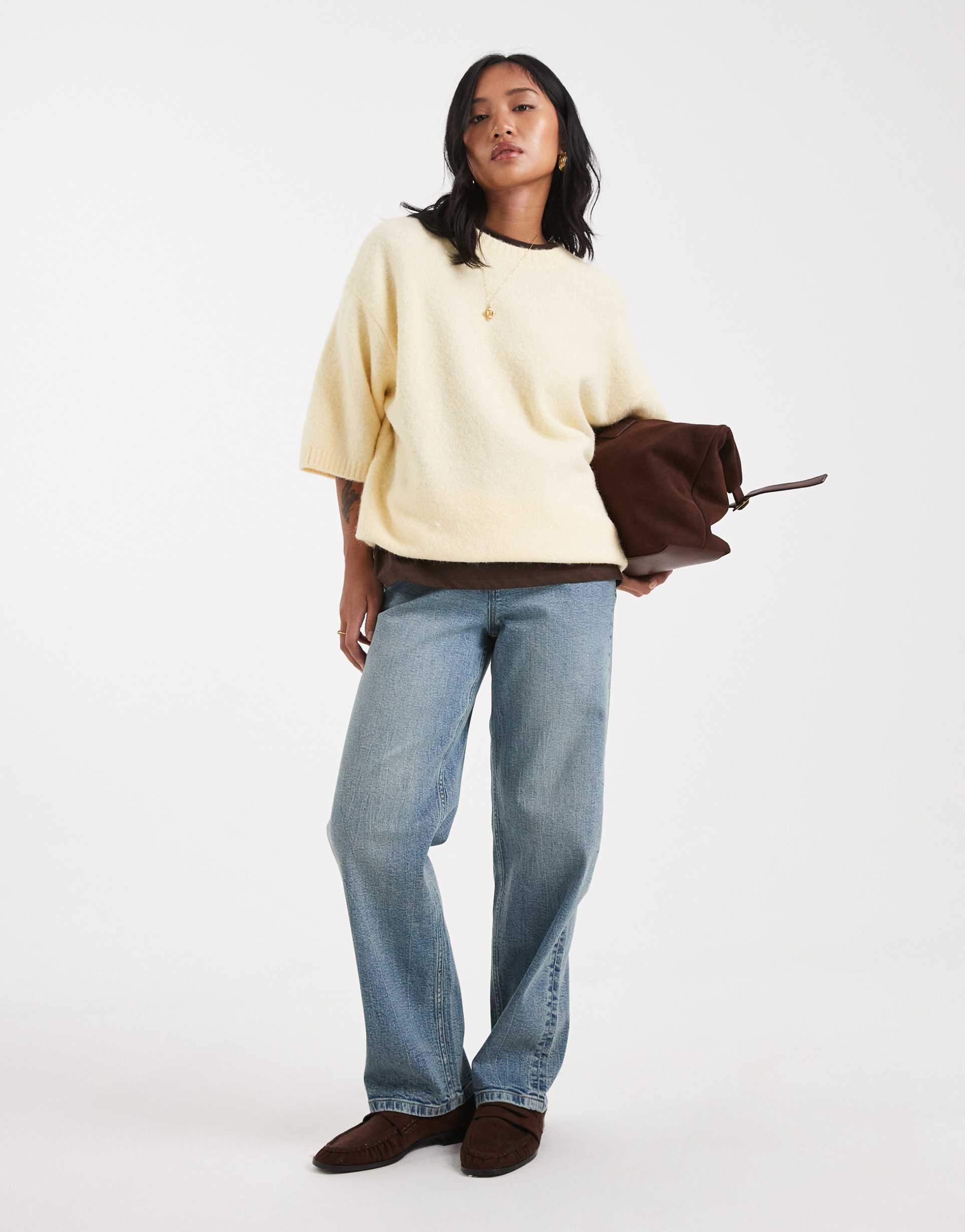 miss selfridge petite straight leg jeans in dirty wash