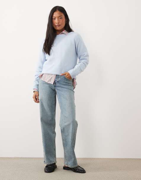 Miss Selfridge petite straight leg jeans in dirty wash - view 1