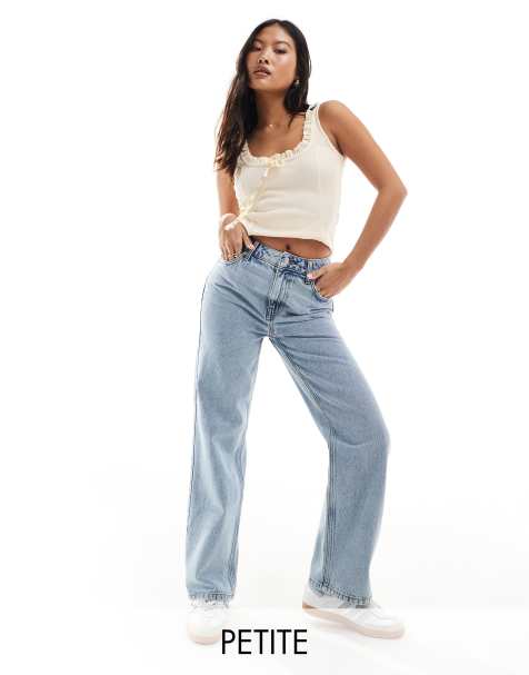 Miss Selfridge Petite straight leg jeans in light blue wash - view 1
