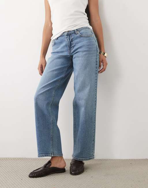Miss Selfridge petite straight leg jeans in mid-blue, 2 of 5