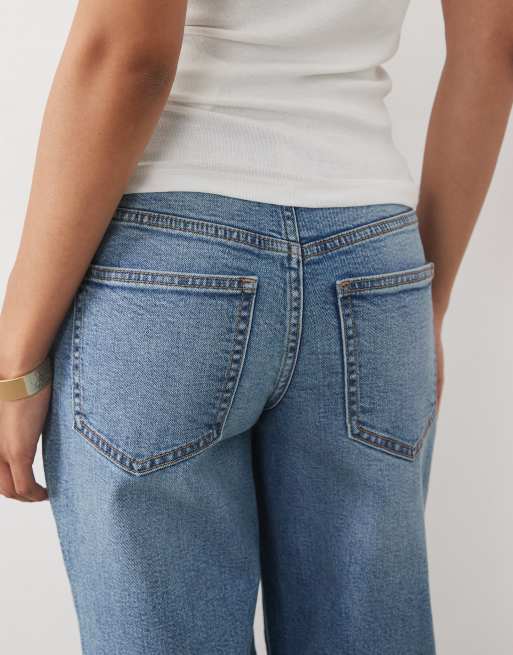 Miss Selfridge petite straight leg jeans in mid-blue, 4 of 5