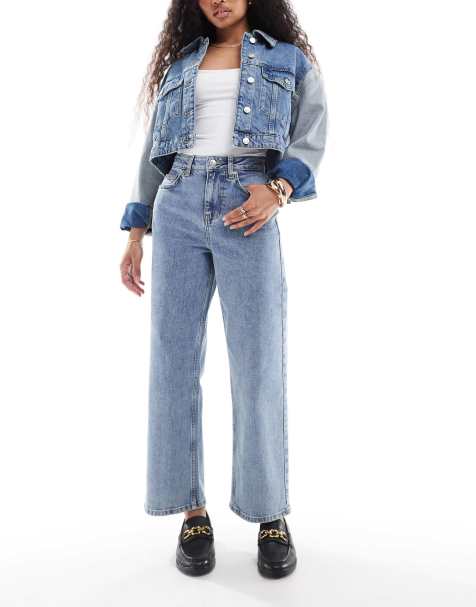 Miss Selfridge Petite straight leg jeans in mid wash - view 1