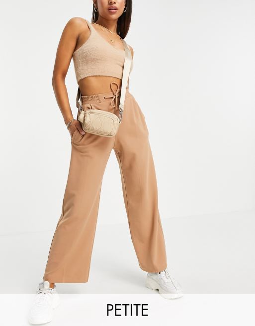 Miss Selfridge Petite straight leg joggers in beige