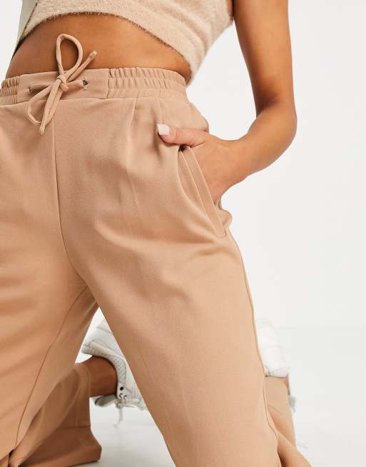 Miss Selfridge Petite straight leg joggers in beige