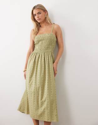 sage green eyelet dress Hunter Green Embroidered Eyelet Dress - Mini Dresses