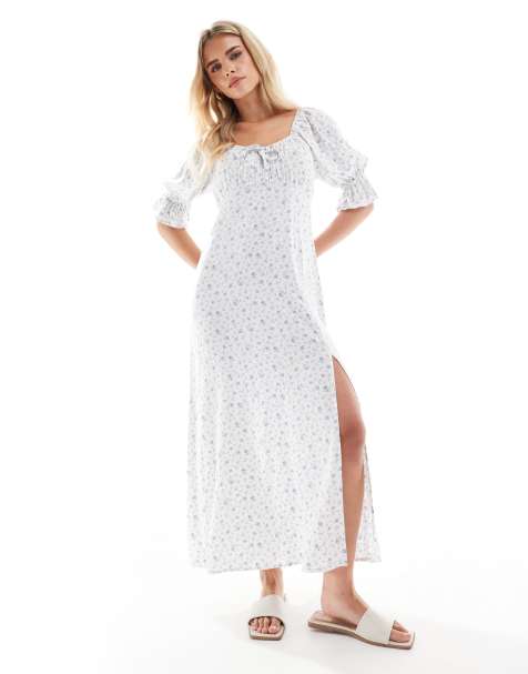 Miss Selfridge Petite – Sukienka wiązana maxi w niebieski kwiatowy wzór - view 1