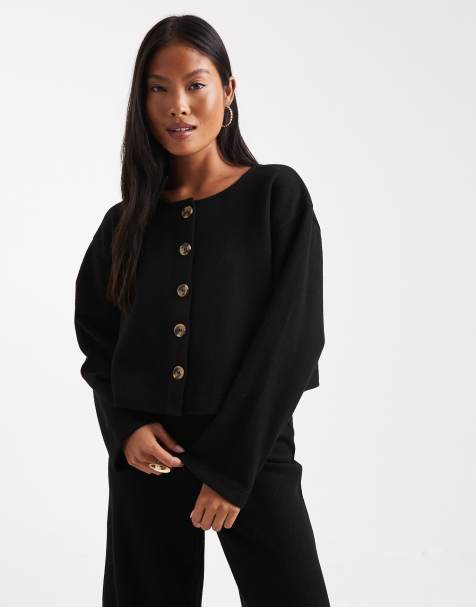 Miss Selfridge petite super soft cardigan co-ord in black