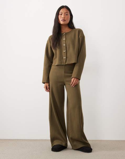 Miss Selfridge Petite super soft cardigan in olive - part of a set - view 1