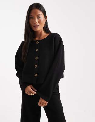 Miss Selfridge Petite Super Soft Cardigan Set In Black