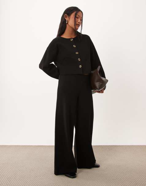 Miss Selfridge Petite super soft pants in black - part of a set - view 1