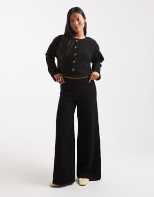 Miss Selfridge petite super soft pants set in black