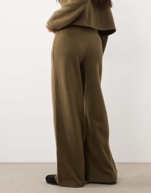 Miss Selfridge Petite super soft trouser set in olive, 4 of 5