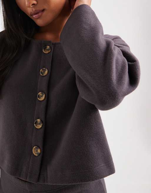 Miss Selfridge Petite - Superblød koksgrå cardigan, 4 af 4
