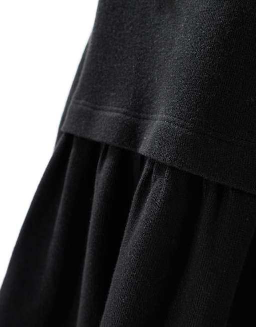 Miss Selfridge Petite – Superweiches, angerautes Hängerkleid in Schwarz, 3 von 4