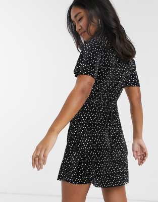 miss selfridge black polka dot dress