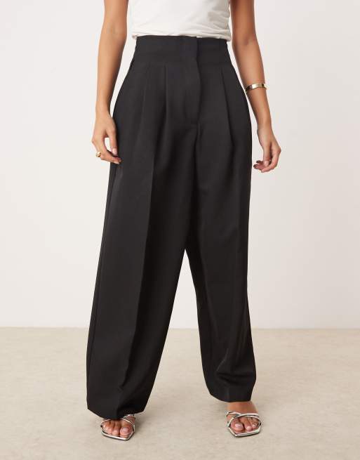 Miss Selfridge Petite tailored barrel leg pants in black, 5 of 5