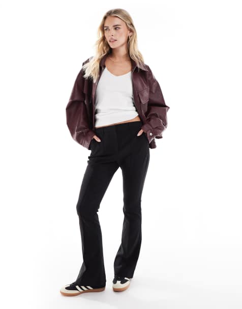 Miss Selfridge Petite tailored flared trouser in black - view 1