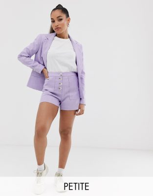 lilac blazer and shorts