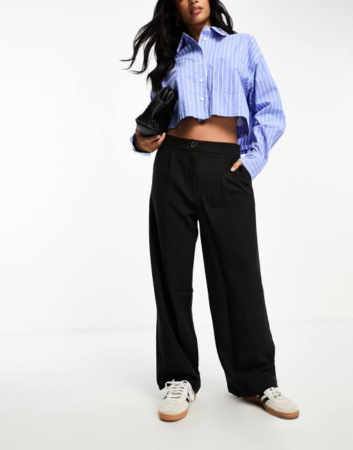 Wide leg hotsell black trousers petite