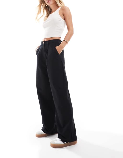 Miss Selfridge Petite tailored wide leg pants in black