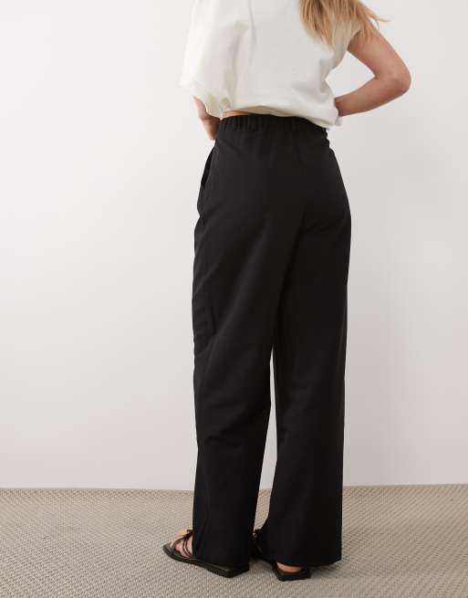 Miss Selfridge Petite tailored wide leg pants in black, 3 of 5