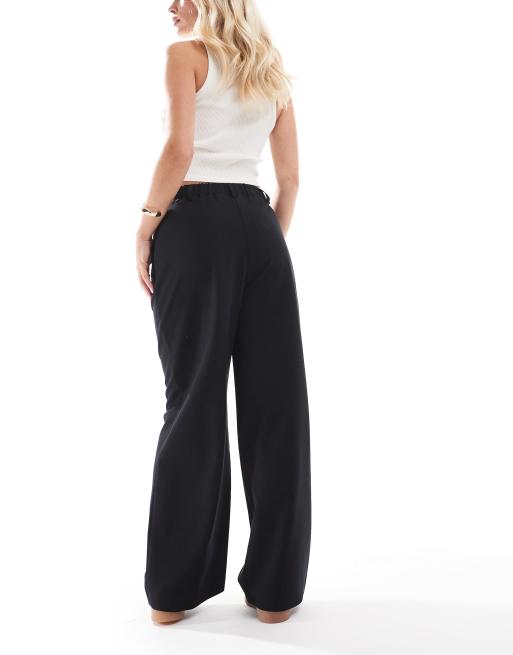 Miss Selfridge Petite tailored wide leg pants in black, 3 of 5