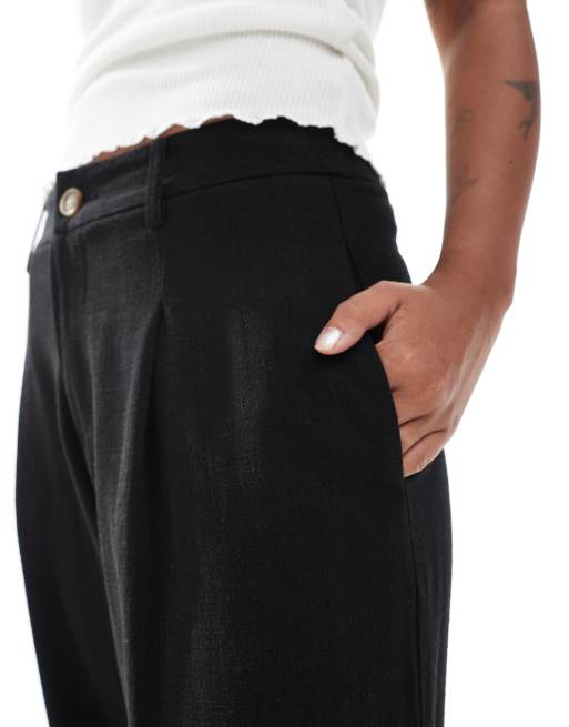 Miss Selfridge Petite tailored wide leg pants in black, 3 of 5