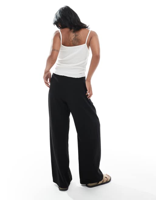 Miss Selfridge Petite tailored wide leg pants in black, 4 of 5