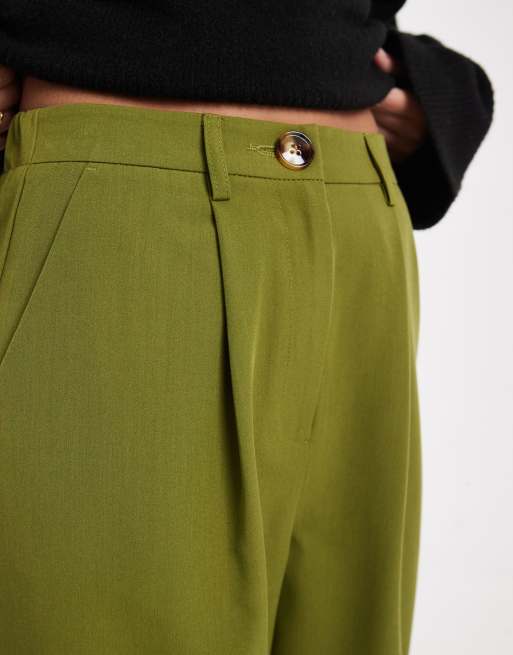 Miss Selfridge Petite tailored wide leg pants in forest green, 3 of 5