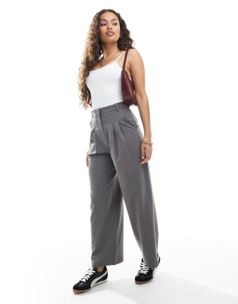 Miss Selfridge Petite tailored wide leg pants in grey - view 1